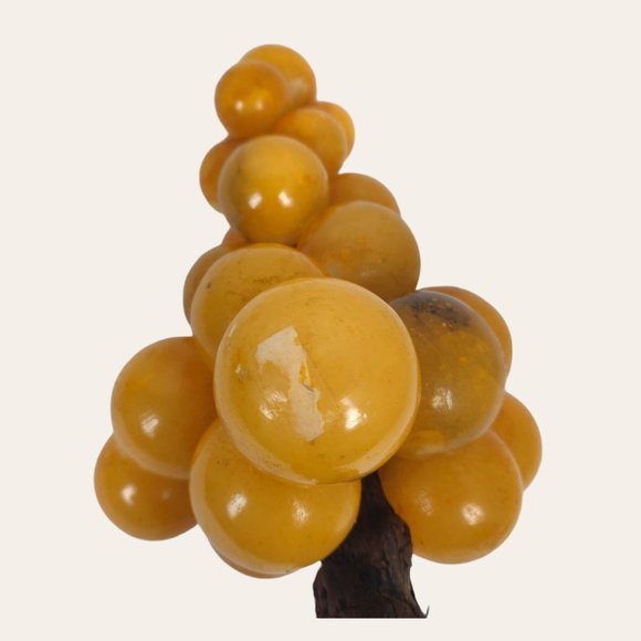 Vintage MCM Italian Alabaster Stone Grapes Grape Cluster Driftwood Stem LARGE 15 - Picture 5 of 11